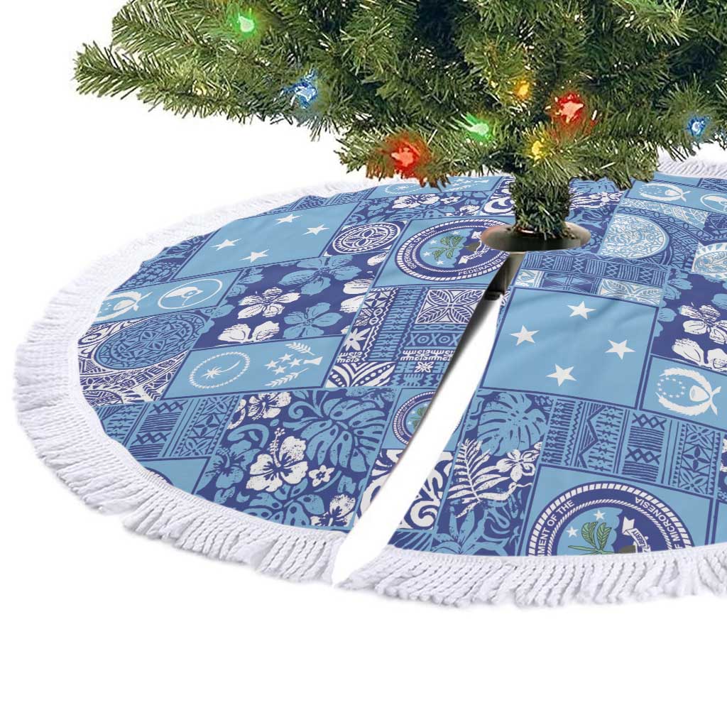 Federated States of Micronesia Merry Christmas Tree Skirt Pacific Patchwork Xmas Vibes LT9 - Polynesian Pride