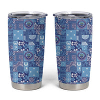 Federated States of Micronesia Merry Christmas Tumbler Cup Pacific Patchwork Xmas Vibes LT9 Blue - Polynesian Pride