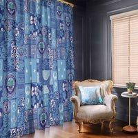 Federated States of Micronesia Merry Christmas Window Curtain Pacific Patchwork Xmas Vibes LT9 - Polynesian Pride