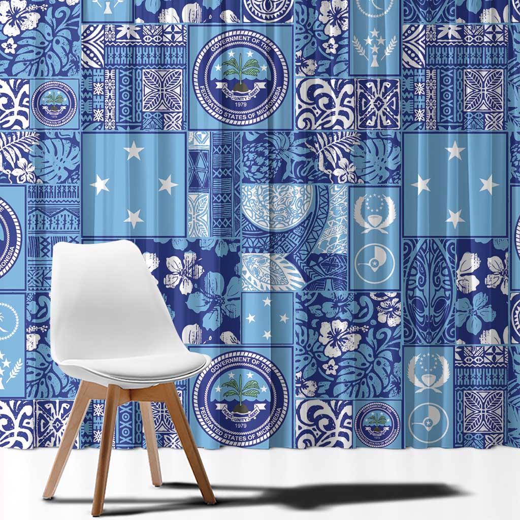 Federated States of Micronesia Merry Christmas Window Curtain Pacific Patchwork Xmas Vibes LT9 - Polynesian Pride