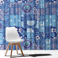 Federated States of Micronesia Merry Christmas Window Curtain Pacific Patchwork Xmas Vibes LT9 - Polynesian Pride