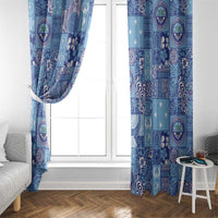 Federated States of Micronesia Merry Christmas Window Curtain Pacific Patchwork Xmas Vibes LT9 - Polynesian Pride