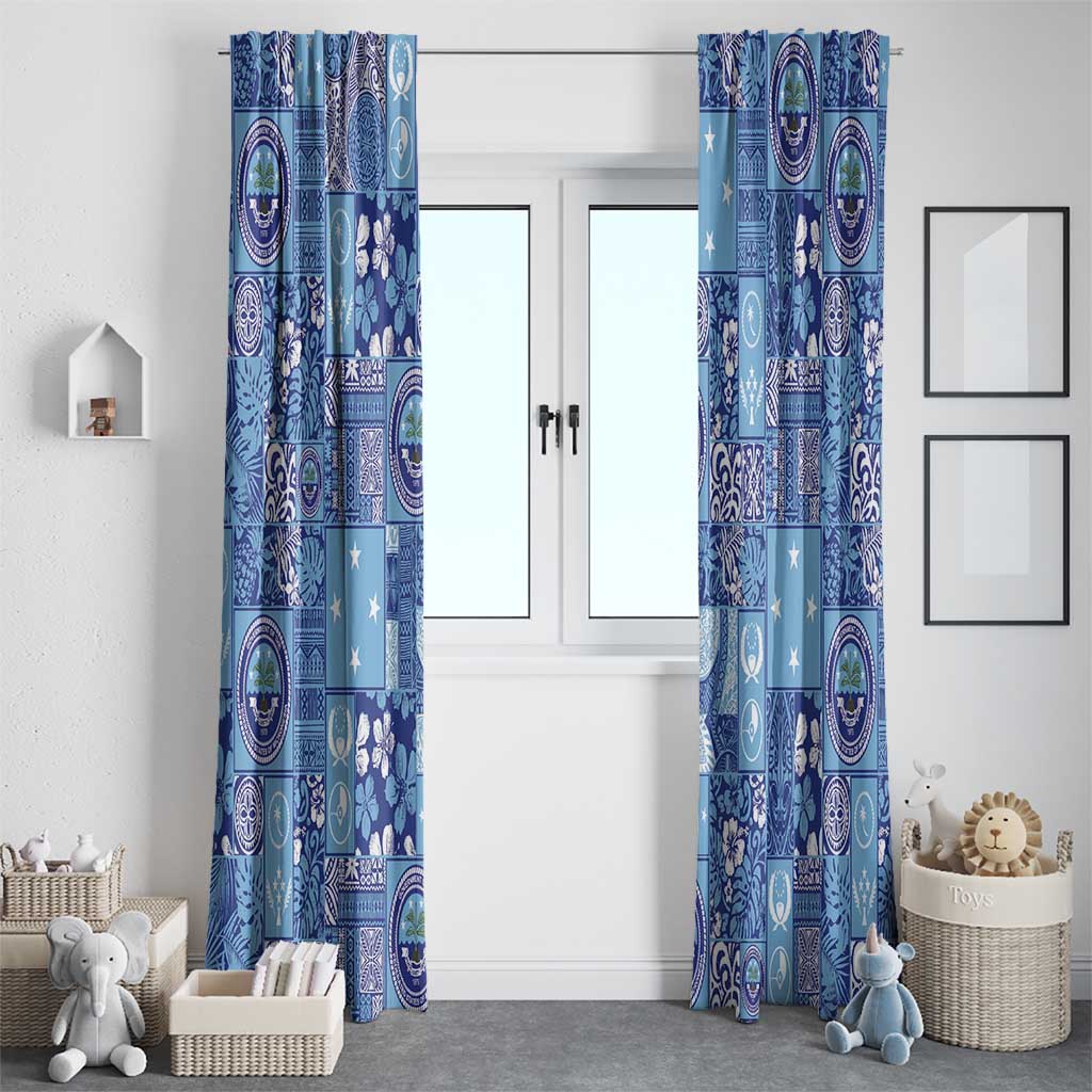 Federated States of Micronesia Merry Christmas Window Curtain Pacific Patchwork Xmas Vibes LT9 - Polynesian Pride
