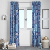 Federated States of Micronesia Merry Christmas Window Curtain Pacific Patchwork Xmas Vibes LT9 - Polynesian Pride