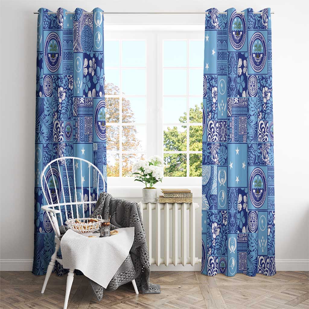 Federated States of Micronesia Merry Christmas Window Curtain Pacific Patchwork Xmas Vibes LT9 - Polynesian Pride