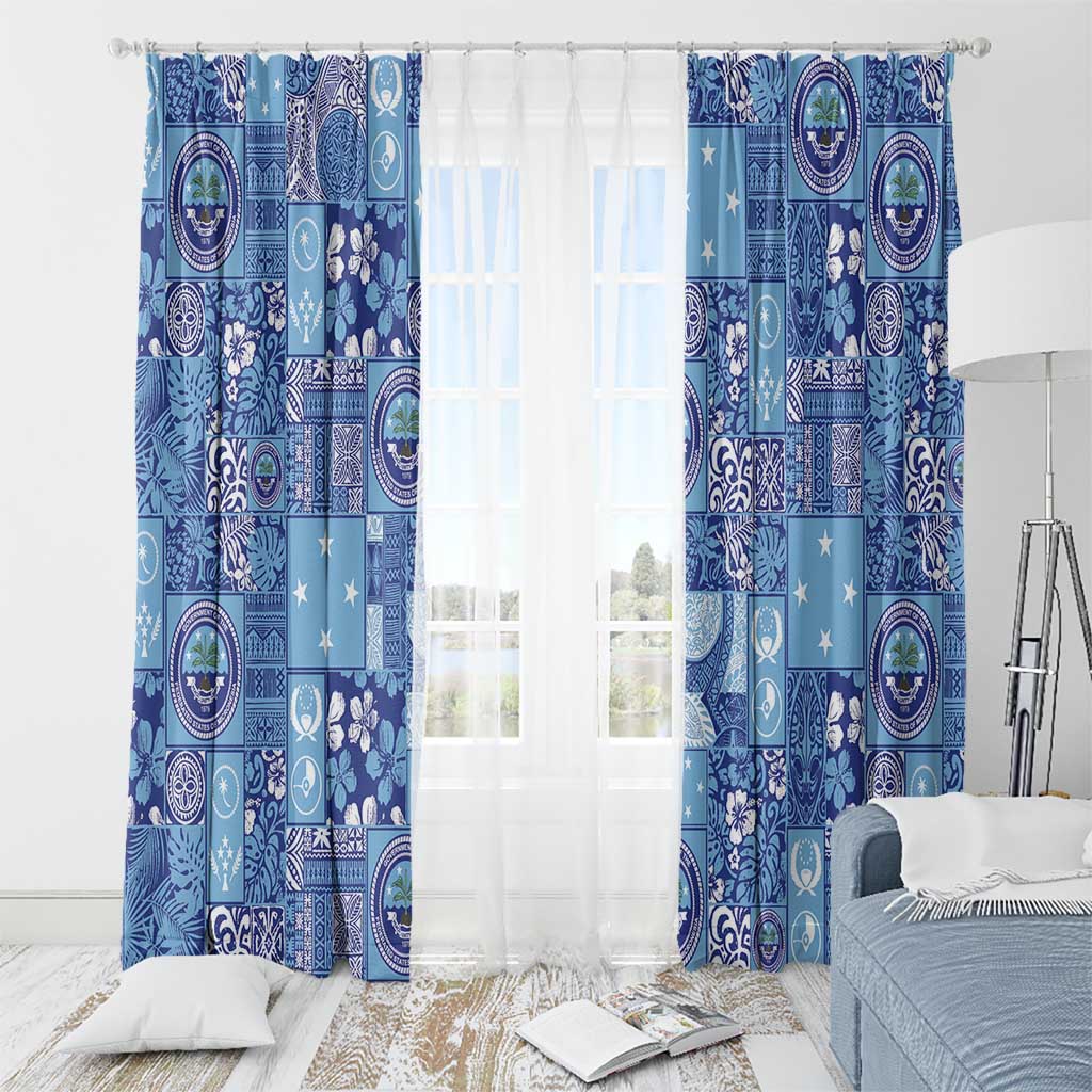 Federated States of Micronesia Merry Christmas Window Curtain Pacific Patchwork Xmas Vibes LT9 - Polynesian Pride