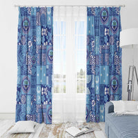 Federated States of Micronesia Merry Christmas Window Curtain Pacific Patchwork Xmas Vibes LT9 - Polynesian Pride