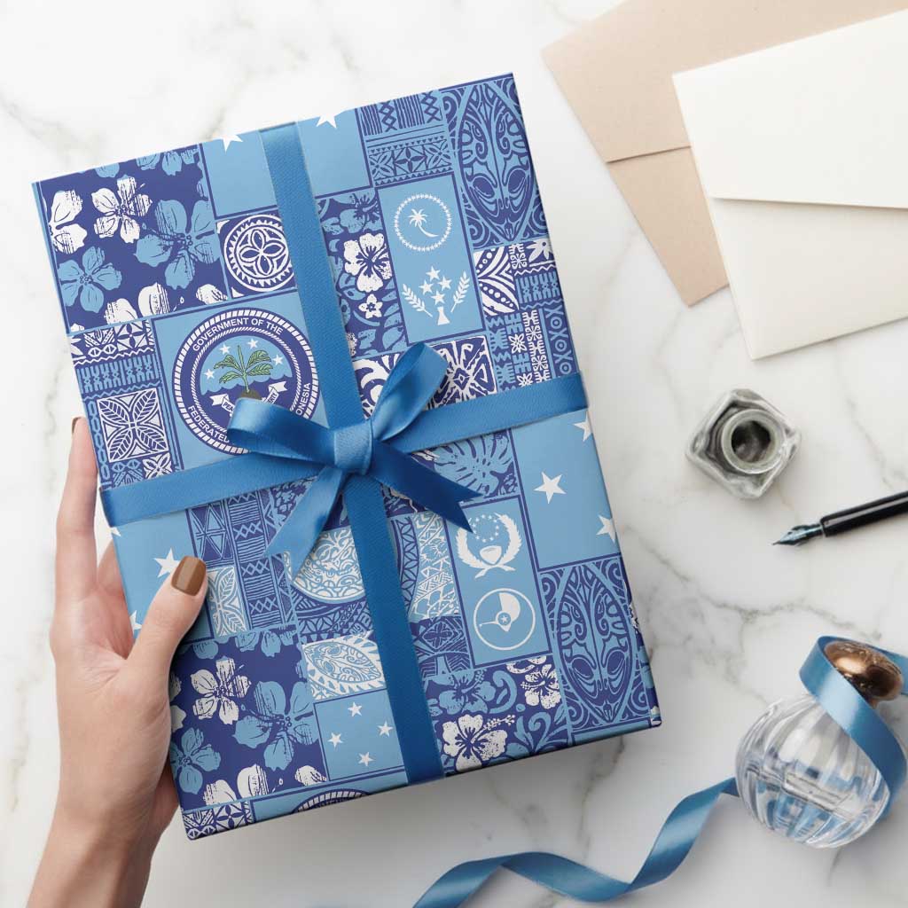 Federated States of Micronesia Merry Christmas Wrapping Paper Pacific Patchwork Xmas Vibes LT9 - Polynesian Pride