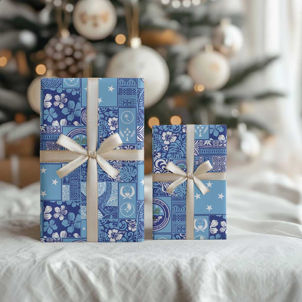 Federated States of Micronesia Merry Christmas Wrapping Paper Pacific Patchwork Xmas Vibes LT9 - Polynesian Pride