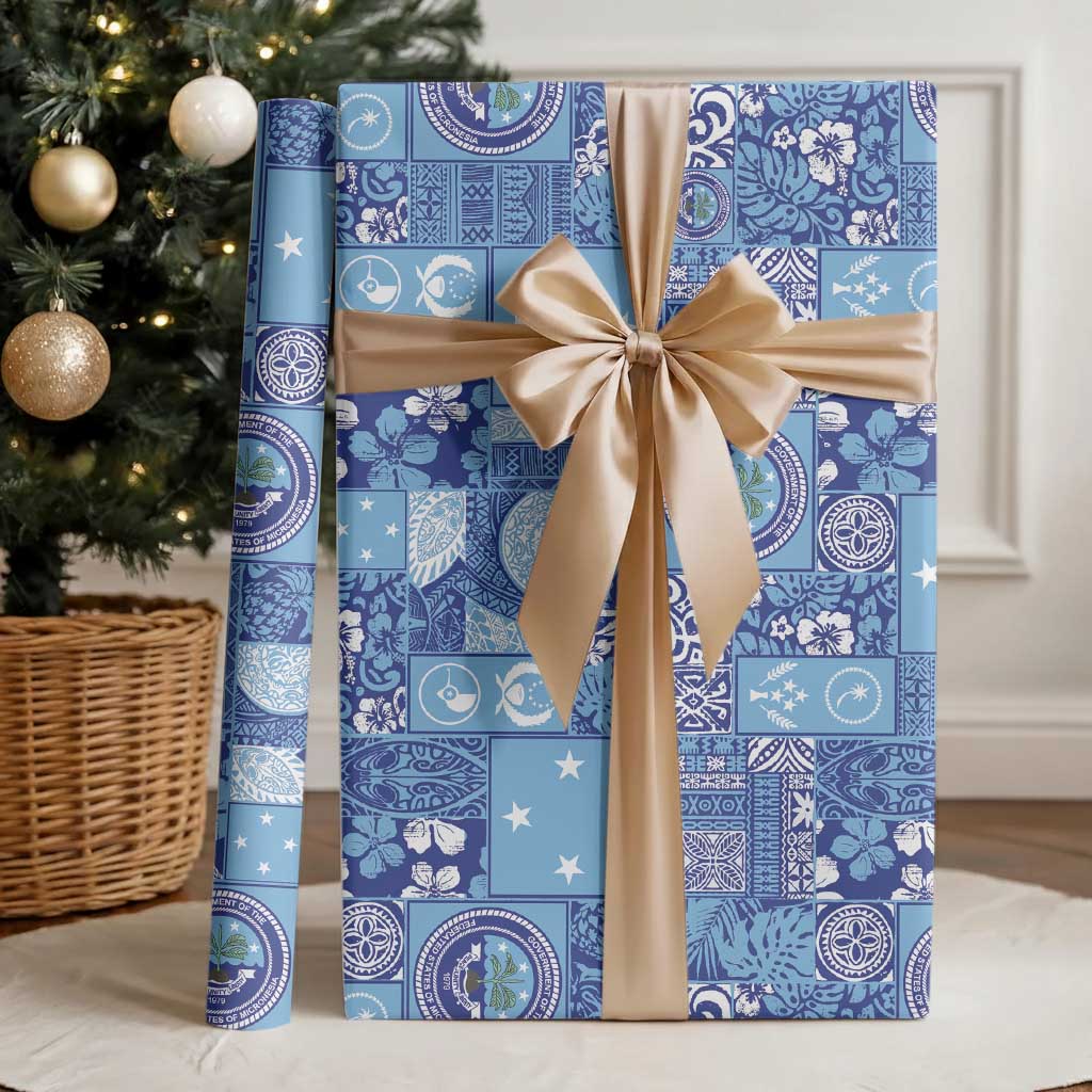 Federated States of Micronesia Merry Christmas Wrapping Paper Pacific Patchwork Xmas Vibes LT9 - Polynesian Pride