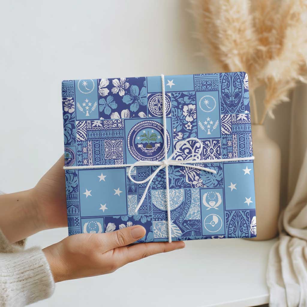 Federated States of Micronesia Merry Christmas Wrapping Paper Pacific Patchwork Xmas Vibes LT9 - Polynesian Pride
