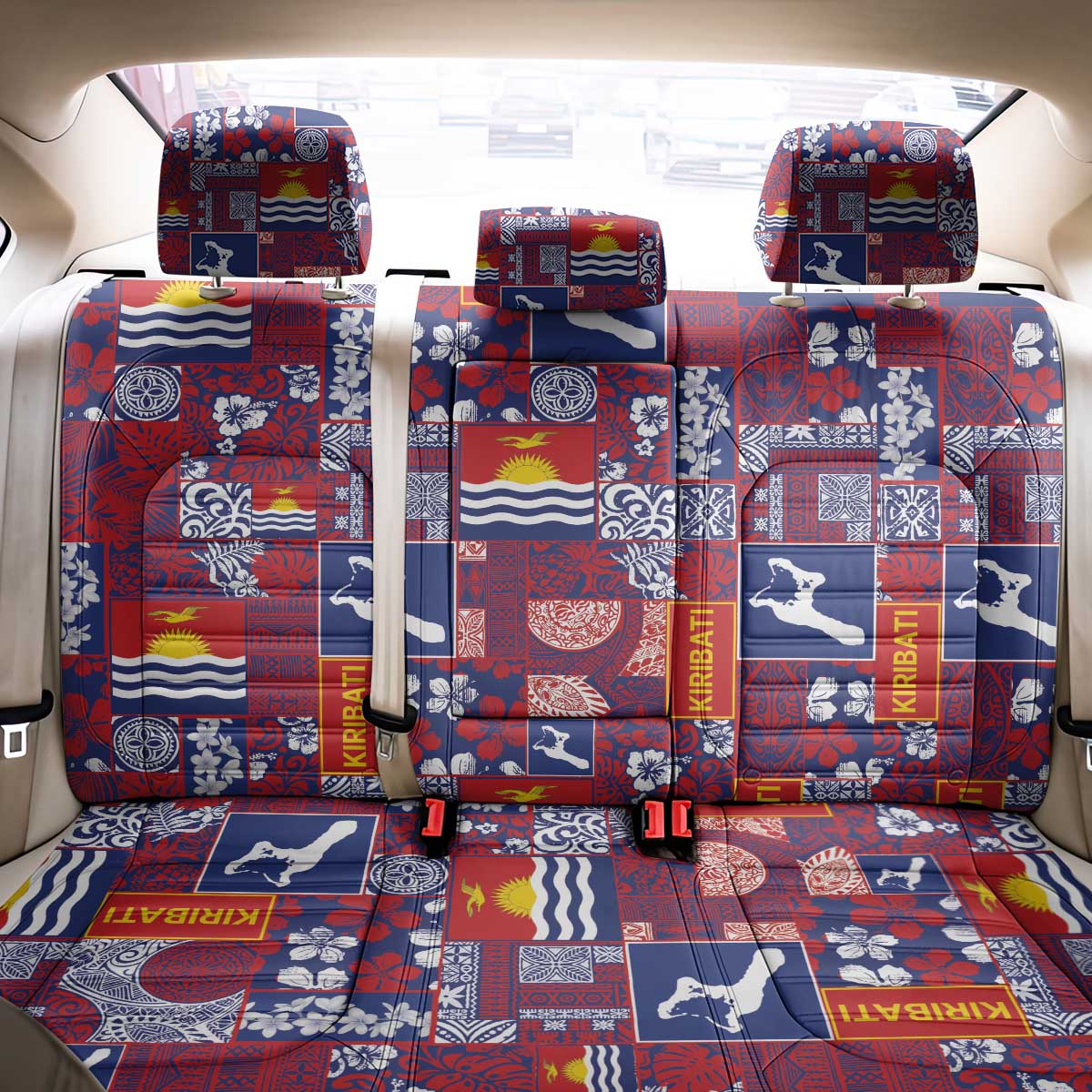 Kiribati Tekeraoi n te Kiritimati Back Car Seat Cover Pacific Patchwork Xmas Vibes LT9 - Polynesian Pride