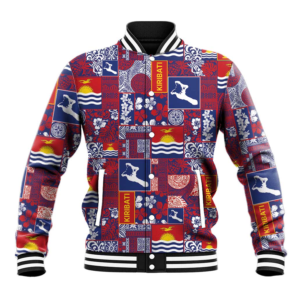 Kiribati Tekeraoi n te Kiritimati Baseball Jacket Pacific Patchwork Xmas Vibes LT9 Unisex Red - Polynesian Pride