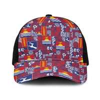 Kiribati Tekeraoi n te Kiritimati Baseball Net Cap Pacific Patchwork Xmas Vibes LT9 One Size Black Red - Polynesian Pride