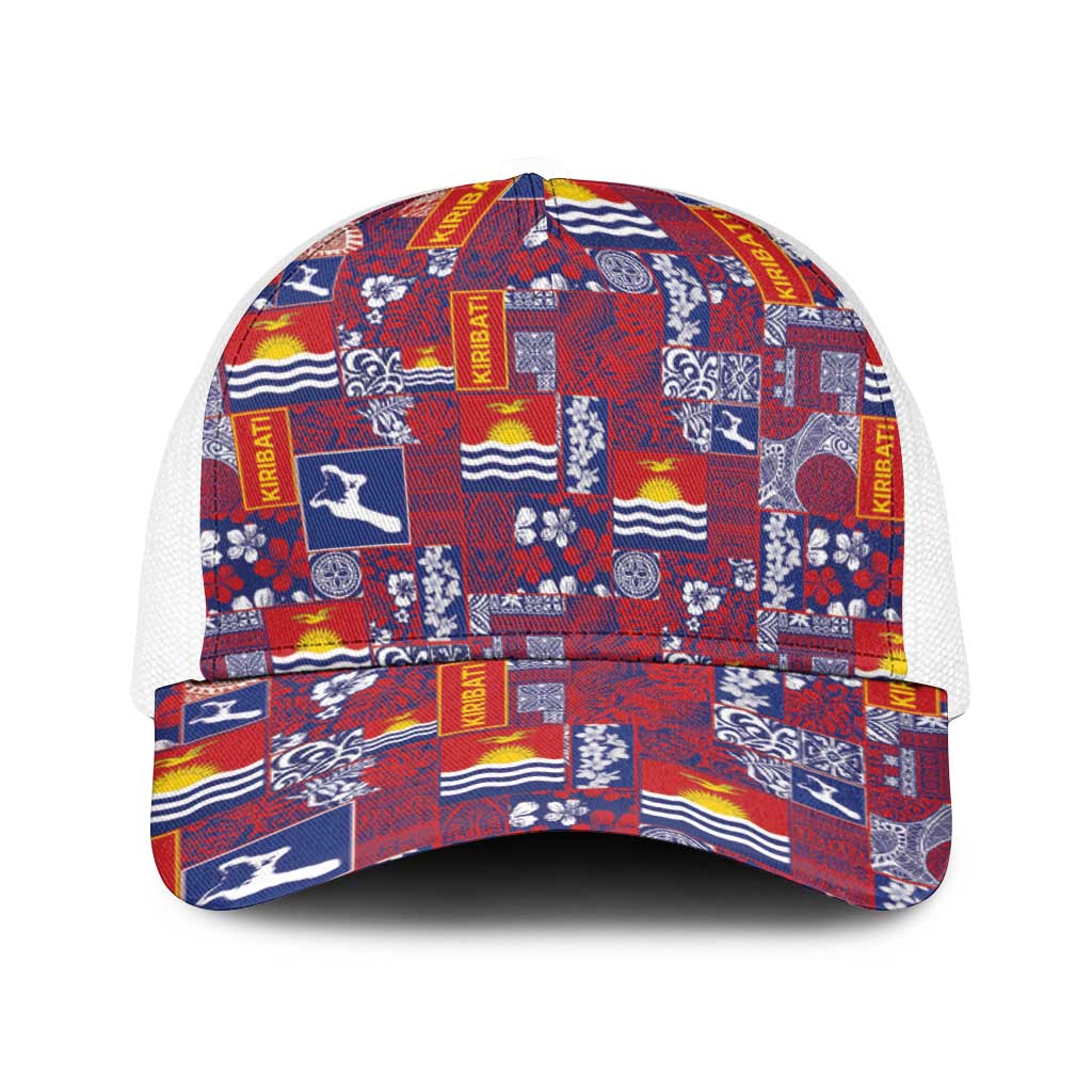 Kiribati Tekeraoi n te Kiritimati Baseball Net Cap Pacific Patchwork Xmas Vibes LT9 One Size White Red - Polynesian Pride