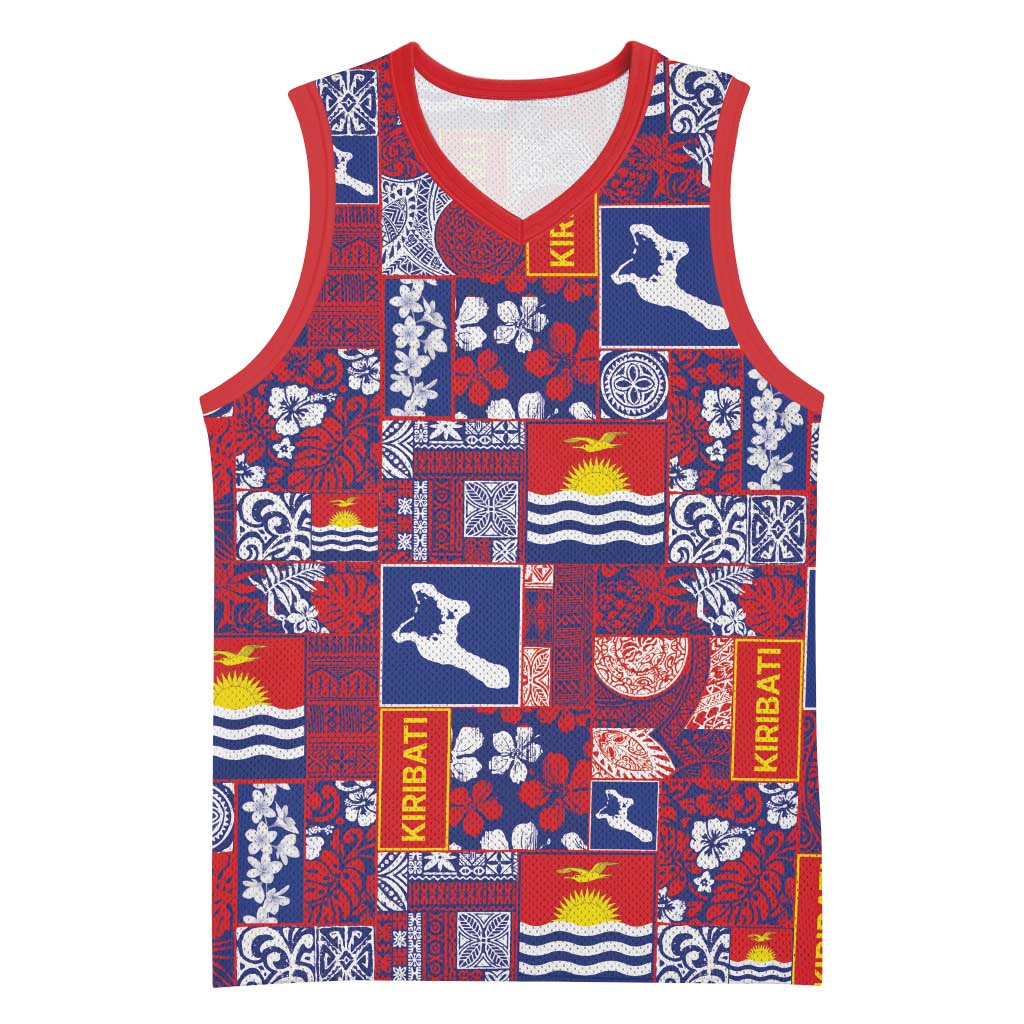 Kiribati Tekeraoi n te Kiritimati Basketball Jersey Pacific Patchwork Xmas Vibes LT9 Unisex Red - Polynesian Pride