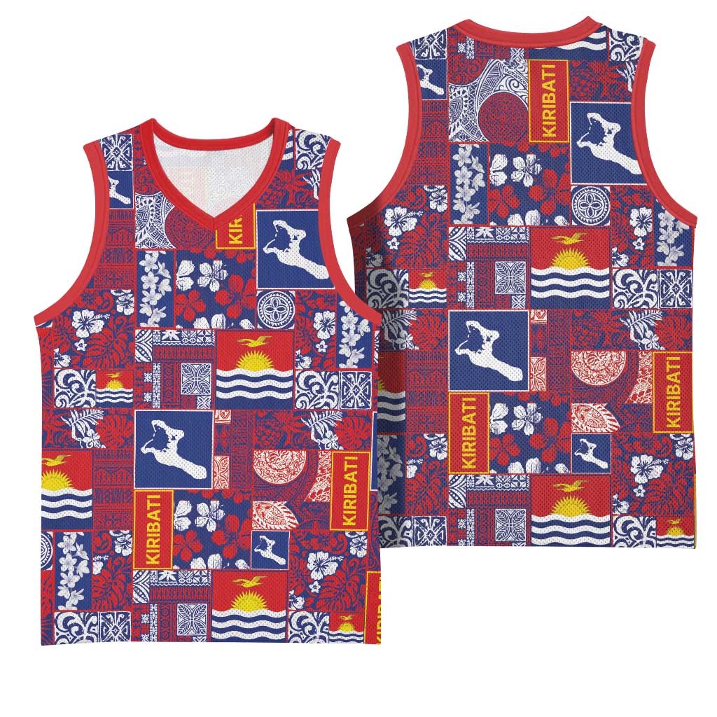 Kiribati Tekeraoi n te Kiritimati Basketball Jersey Pacific Patchwork Xmas Vibes LT9 - Polynesian Pride