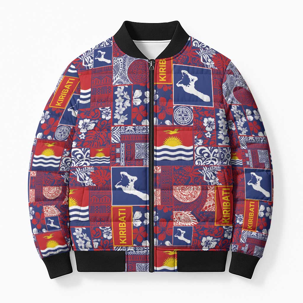 Kiribati Tekeraoi n te Kiritimati Bomber Puffer Jacket Pacific Patchwork Xmas Vibes LT9 Unisex Red - Polynesian Pride