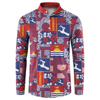 Kiribati Tekeraoi n te Kiritimati Button Sweatshirt Pacific Patchwork Xmas Vibes LT9 Red - Polynesian Pride