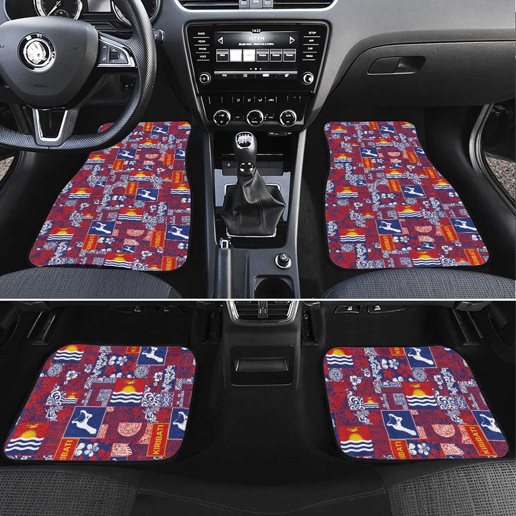Kiribati Tekeraoi n te Kiritimati Car Mats Pacific Patchwork Xmas Vibes LT9 Set 4pcs Red - Polynesian Pride