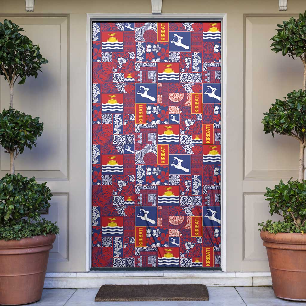 Kiribati Tekeraoi n te Kiritimati Door Cover Pacific Patchwork Xmas Vibes LT9 Red - Polynesian Pride