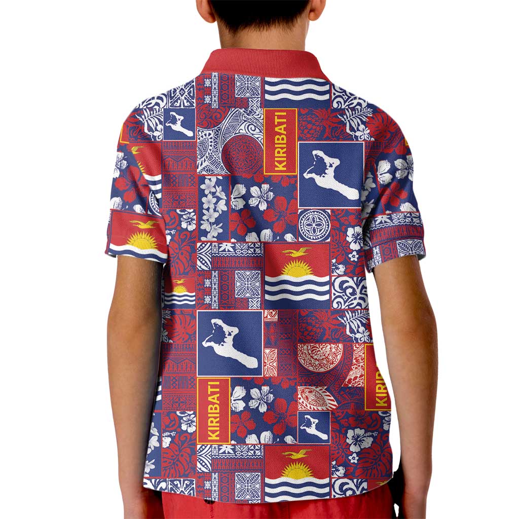 Kiribati Tekeraoi n te Kiritimati Kid Polo Shirt Pacific Patchwork Xmas Vibes LT9 - Polynesian Pride