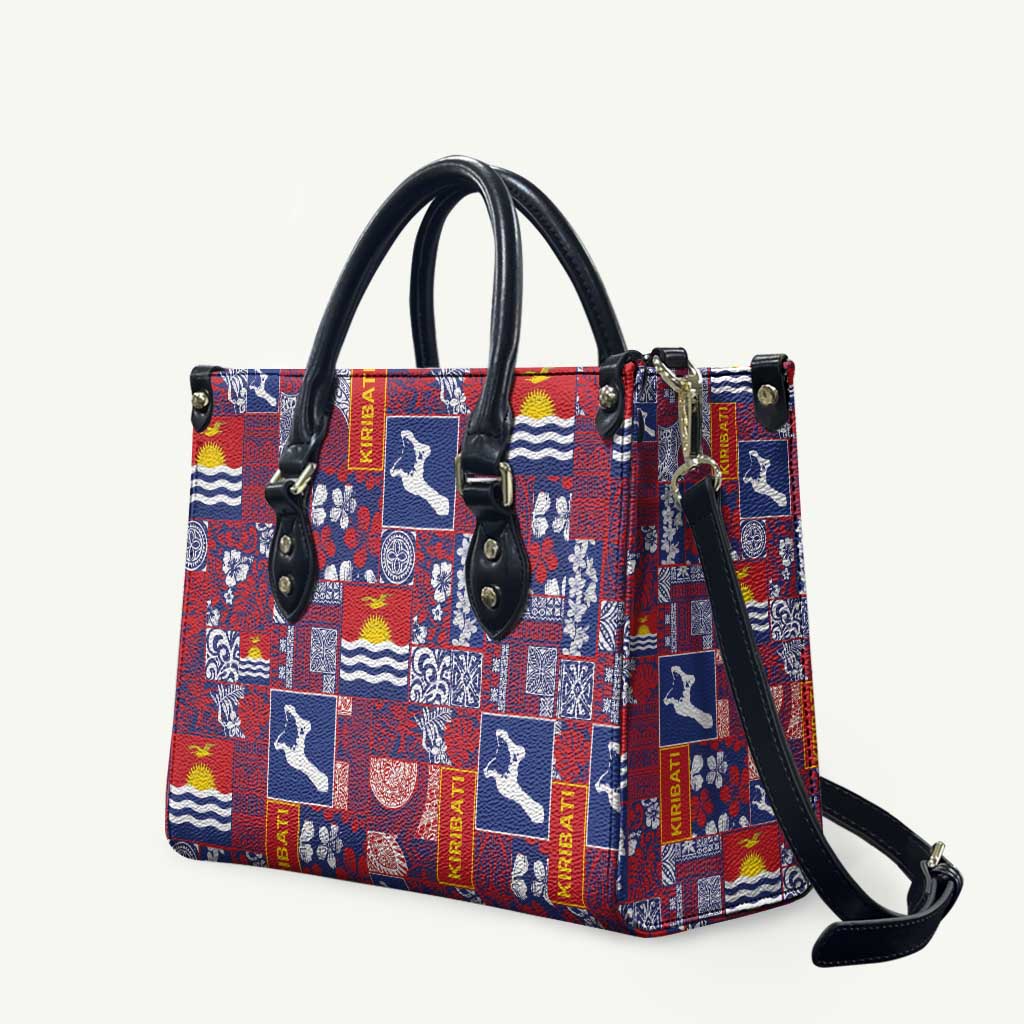 Kiribati Tekeraoi n te Kiritimati Leather Bag Pacific Patchwork Xmas Vibes LT9 Red - Polynesian Pride