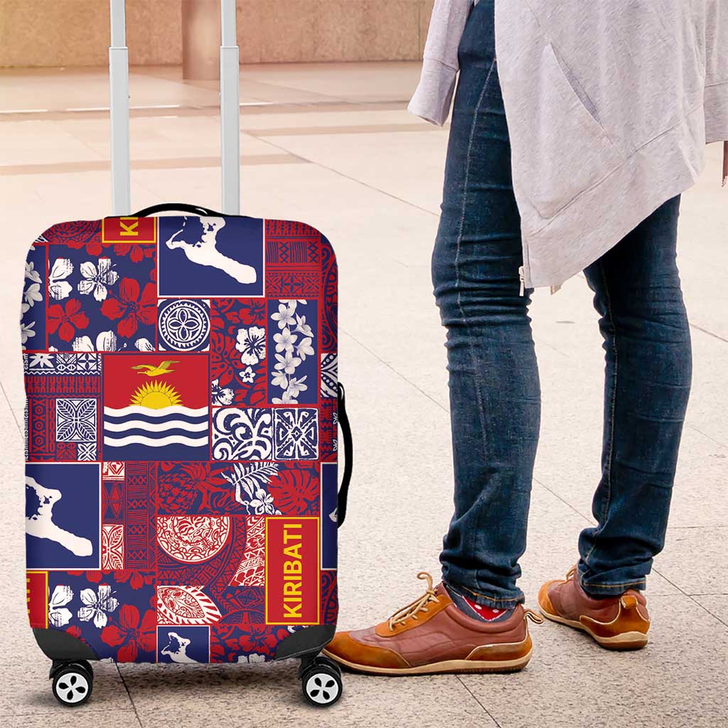 Kiribati Tekeraoi n te Kiritimati Luggage Cover Pacific Patchwork Xmas Vibes LT9 Red - Polynesian Pride