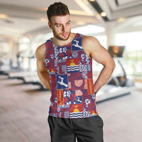 Kiribati Tekeraoi n te Kiritimati Men Tank Top Pacific Patchwork Xmas Vibes LT9 Red - Polynesian Pride