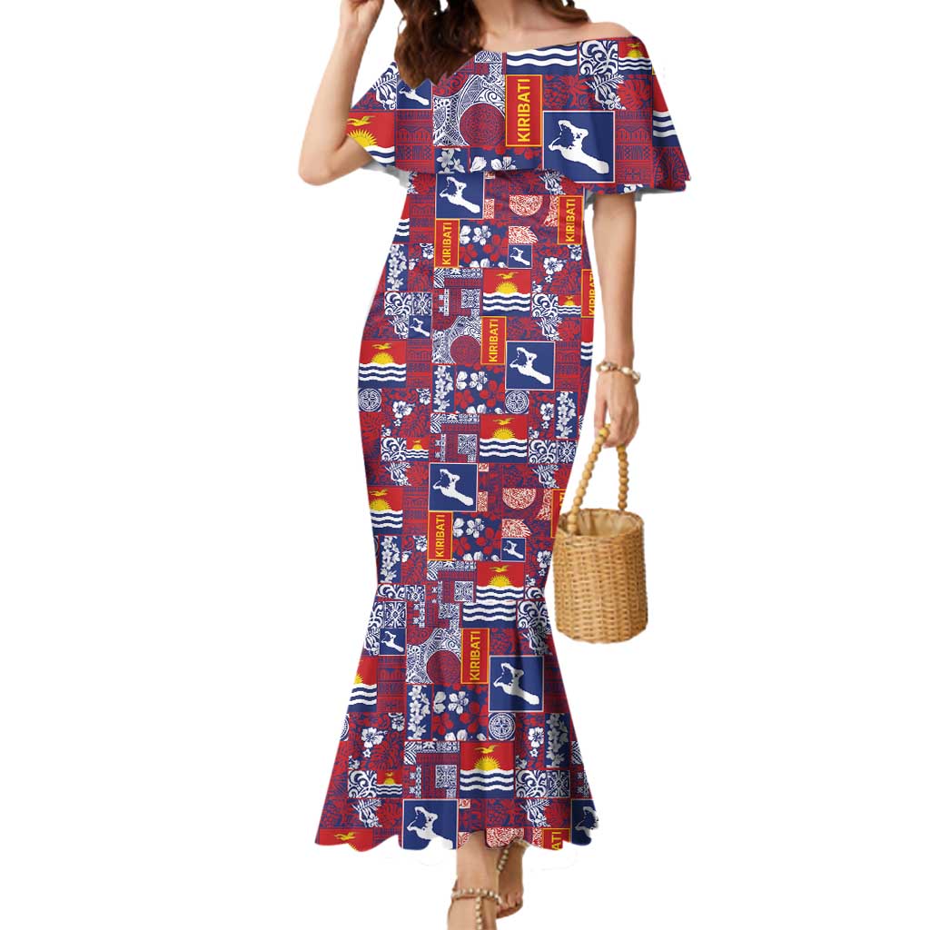 Kiribati Tekeraoi n te Kiritimati Mermaid Dress Pacific Patchwork Xmas Vibes LT9 Women Red - Polynesian Pride