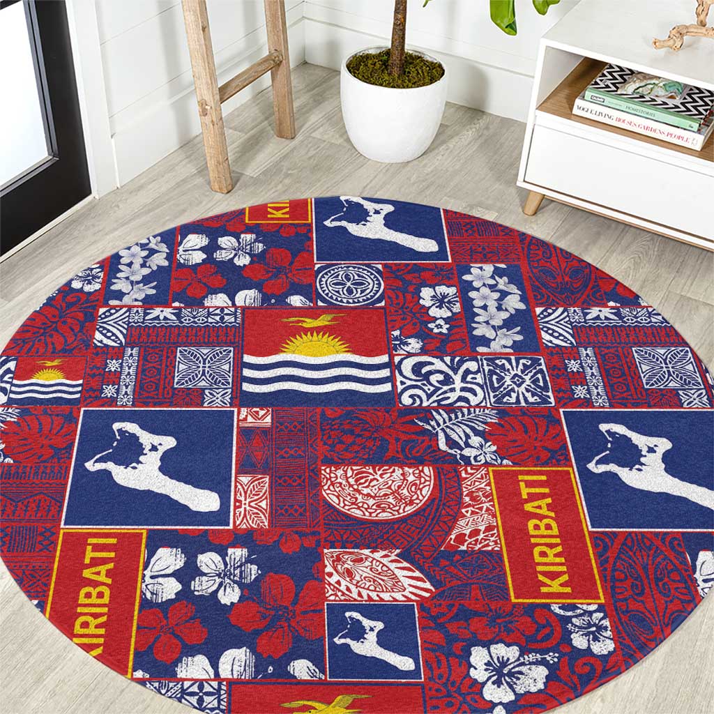 Kiribati Tekeraoi n te Kiritimati Round Carpet Pacific Patchwork Xmas Vibes LT9 Red - Polynesian Pride
