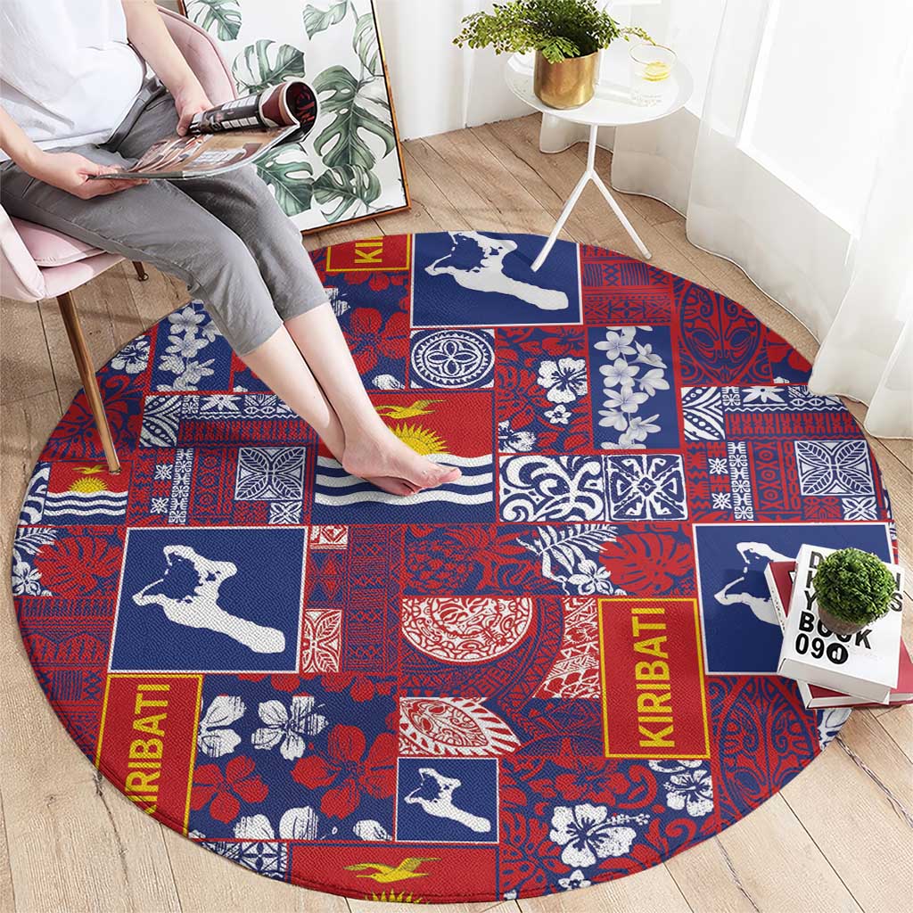 Kiribati Tekeraoi n te Kiritimati Round Carpet Pacific Patchwork Xmas Vibes LT9 - Polynesian Pride