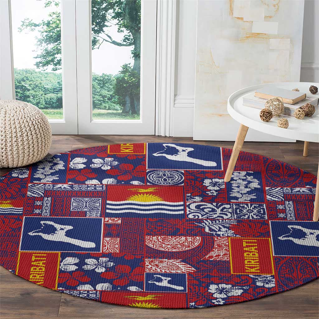 Kiribati Tekeraoi n te Kiritimati Round Carpet Pacific Patchwork Xmas Vibes LT9 - Polynesian Pride