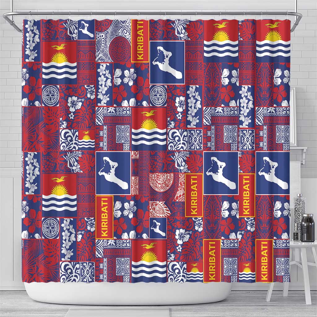 Kiribati Tekeraoi n te Kiritimati Shower Curtain Pacific Patchwork Xmas Vibes LT9 - Polynesian Pride