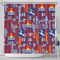 Kiribati Tekeraoi n te Kiritimati Shower Curtain Pacific Patchwork Xmas Vibes LT9 - Polynesian Pride