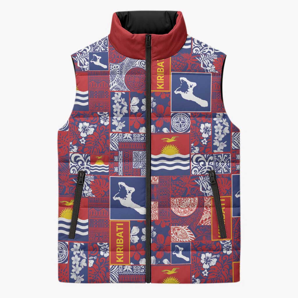 Kiribati Tekeraoi n te Kiritimati Sleeveless Puffer Jacket Pacific Patchwork Xmas Vibes LT9 Unisex Red - Polynesian Pride