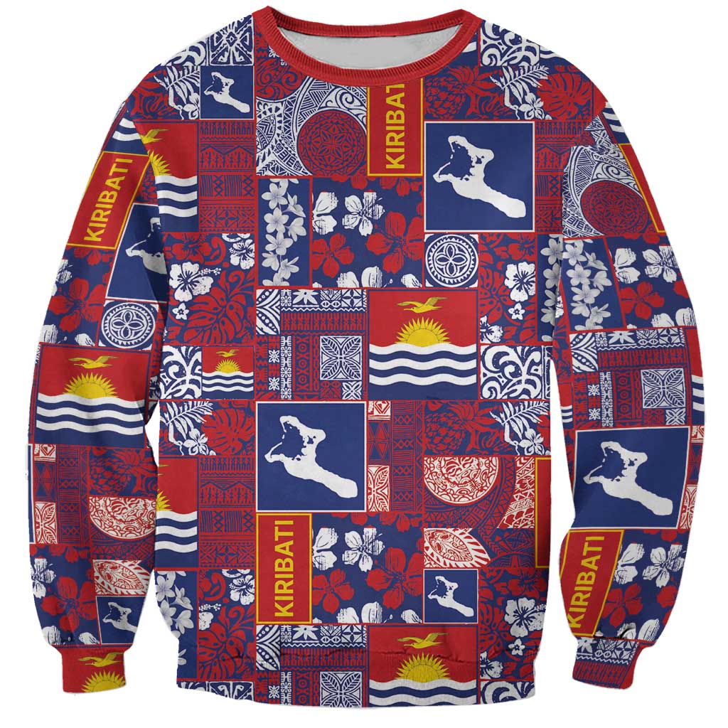 Kiribati Tekeraoi n te Kiritimati Sweatshirt Pacific Patchwork Xmas Vibes LT9 Unisex Red - Polynesian Pride