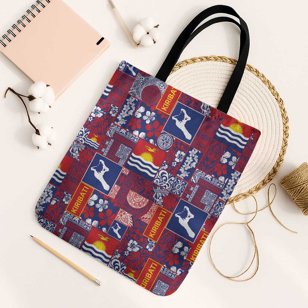 Kiribati Tekeraoi n te Kiritimati Tote Bag Pacific Patchwork Xmas Vibes LT9 Black Strap One Size Red - Polynesian Pride
