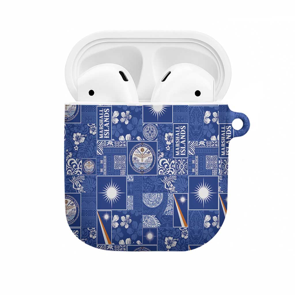 Marshall Islands Merry Christmas AirPods Case Pacific Patchwork Xmas Vibes LT9 Blue - Polynesian Pride