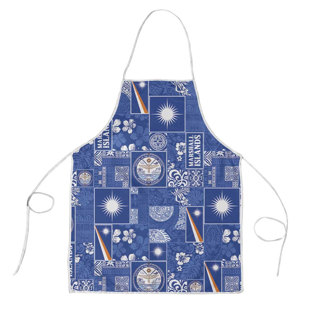 Marshall Islands Merry Christmas Apron Pacific Patchwork Xmas Vibes LT9 Blue - Polynesian Pride