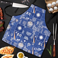 Marshall Islands Merry Christmas Apron Pacific Patchwork Xmas Vibes LT9 Blue - Polynesian Pride