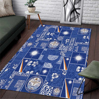 Marshall Islands Merry Christmas Area Rug Pacific Patchwork Xmas Vibes LT9 Blue - Polynesian Pride