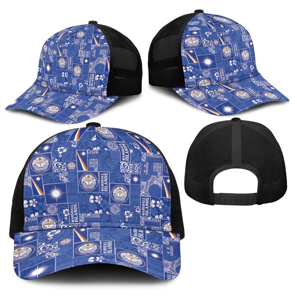 Marshall Islands Merry Christmas Baseball Net Cap Pacific Patchwork Xmas Vibes LT9 - Polynesian Pride