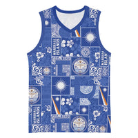 Marshall Islands Merry Christmas Basketball Jersey Pacific Patchwork Xmas Vibes LT9 Unisex Blue - Polynesian Pride