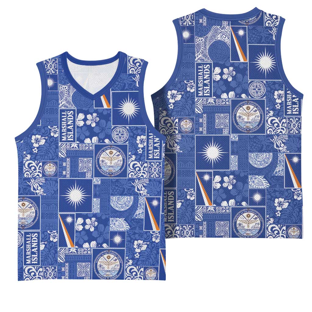 Marshall Islands Merry Christmas Basketball Jersey Pacific Patchwork Xmas Vibes LT9 - Polynesian Pride