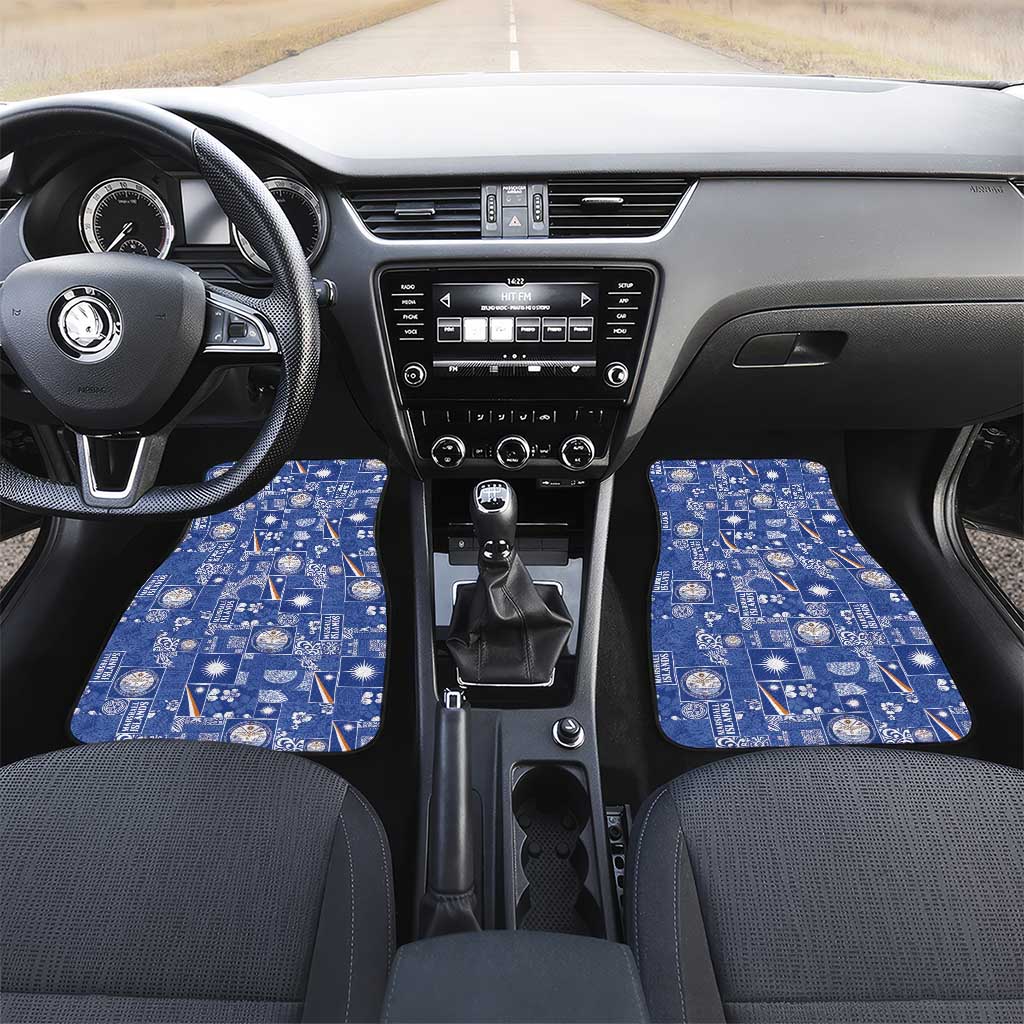 Marshall Islands Merry Christmas Car Mats Pacific Patchwork Xmas Vibes LT9 Set 2pcs - Front Blue - Polynesian Pride