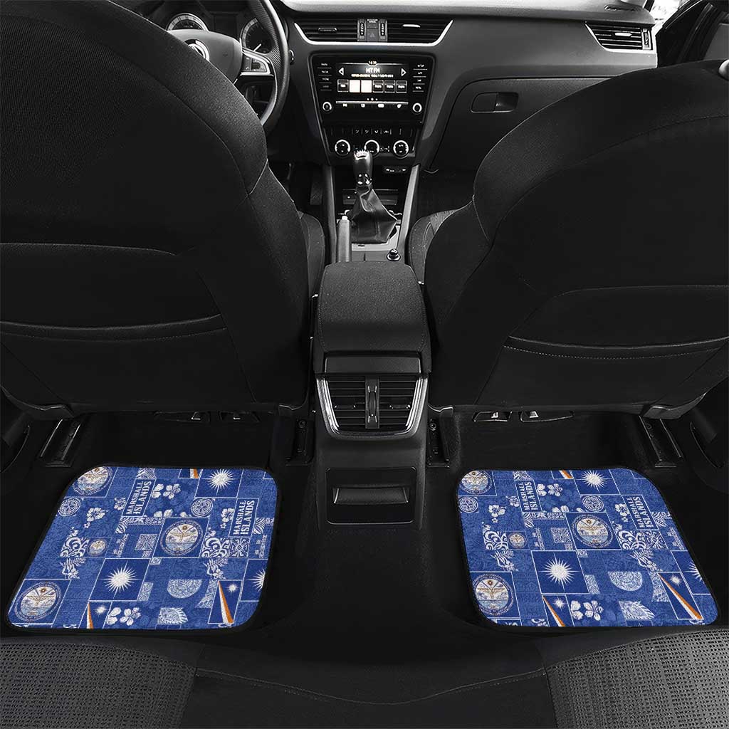 Marshall Islands Merry Christmas Car Mats Pacific Patchwork Xmas Vibes LT9 Set 2pcs - Back Blue - Polynesian Pride