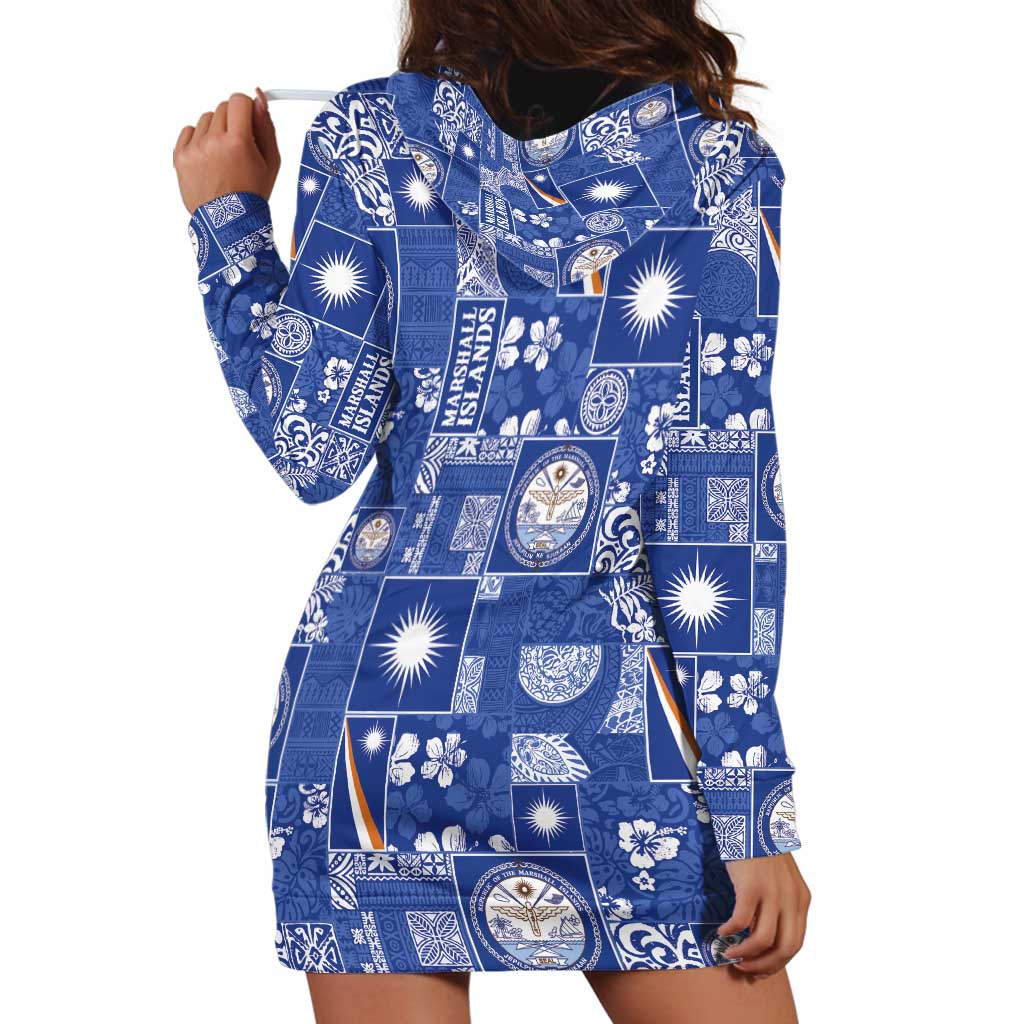 Marshall Islands Merry Christmas Hoodie Dress Pacific Patchwork Xmas Vibes LT9 - Polynesian Pride