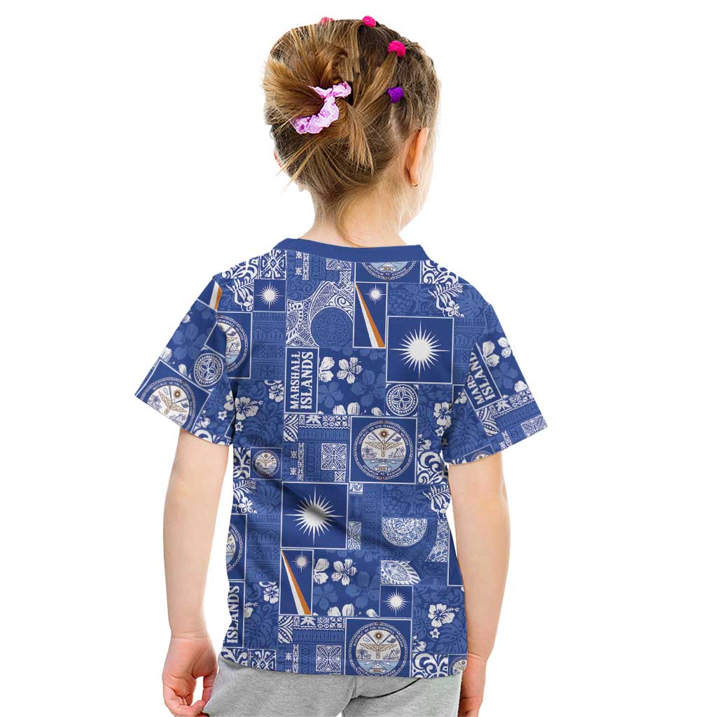 Marshall Islands Merry Christmas Kid T Shirt Pacific Patchwork Xmas Vibes LT9 - Polynesian Pride