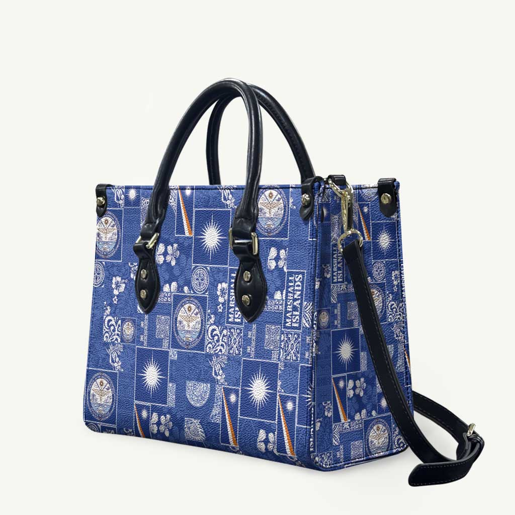 Marshall Islands Merry Christmas Leather Bag Pacific Patchwork Xmas Vibes LT9 Blue - Polynesian Pride